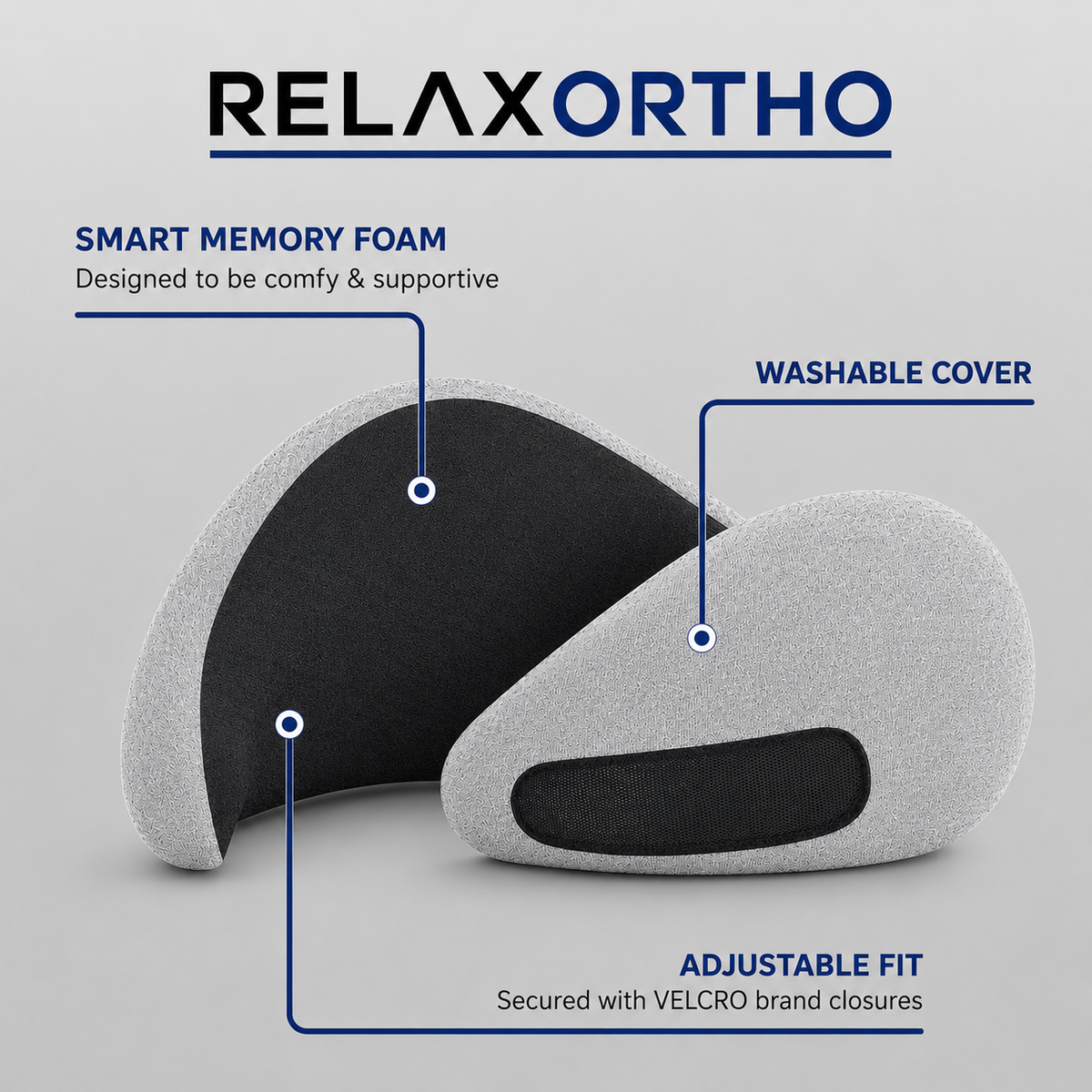 RelaxOrtho Neck Pillow, 360° Memory Foam Support, Soft & Washable