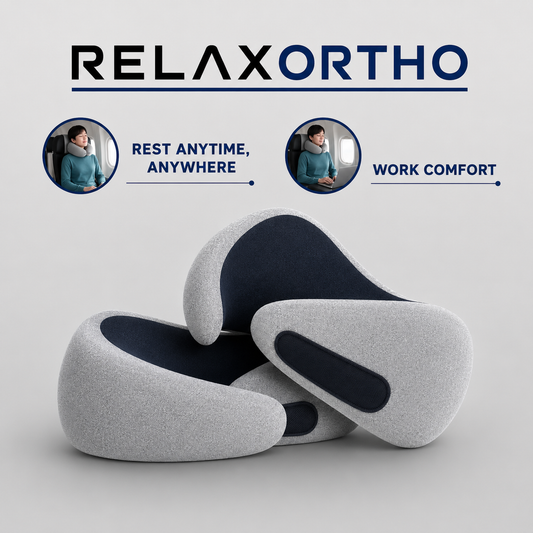 RelaxOrtho Neck Pillow, 360° Memory Foam Support, Soft & Washable